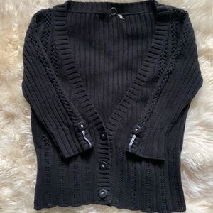 One Girl Who 3/4 Sleeve Black Knit Cardigan - S